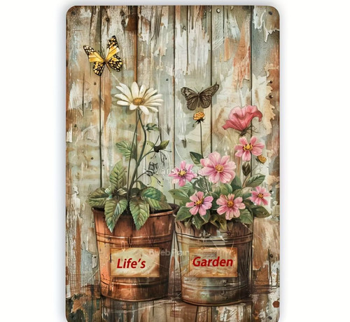 Insegna latta metallo fiori - latta,