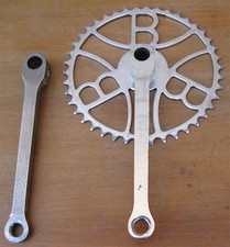 1955 BIANCHI GUARNITURA ACCIAIO BICI EPOCA VINTAGE STEEL COTTERED CRANKSET 