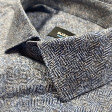 Bugatchi OoohCotton Tech/8 Vie Elasticizzato Uomo Large L Geometrico Blu Nuovo senza etichette