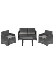 Set Giardino Iseo in Rattan Sintetico - Divano + 2 Poltrone 2 Posti e Tavolino