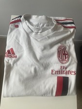 Tshirt  Originale Adidas Milan vintage S Usata Bianca Con Bande Rossonere