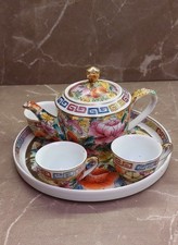 Porcellane Cinesi Originali  4 Tazzine + Piatto-Vassoio  + Teiera  - Vintage - 