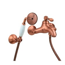 Miscelatore vasca a parete modello retrò colore rame completo di set doccia Gatt