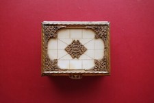 Scatola Portagioie in Avoriolina Ornata con Fregi in Ottone Anni '30 '40