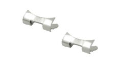 2 Terminali finali acciaio lucido curvi cinturino bracciale 17mm foro 6mm X33