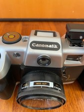 Macchina fotografica Canomatica Vintage degli anni '80 con custodia originale -