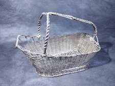 Cesto portabottiglie anni  60 metallo argentato intrecciato stile christofle
