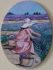 Quadro Ovale in Acrilico su Tela "Tempo di Raccolta" 30 x 40