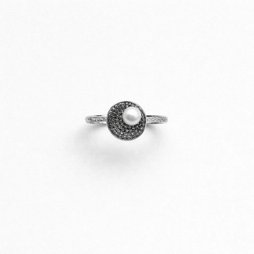 Anello tondo con perla - perla, in