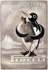 PUBBLICITA' 1942 PIRELLI BORSA BUIOTA ACQUA CALDA PINGUINO GHIACCIO GELO 17 X 24