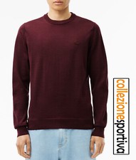 MAGLIONE LACOSTE GIROCOLLO MONOCROMATICO IN LANA MERINO AH1969-BZD col. bordeaux