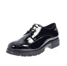 Valleverde Stringate Carrarmato In Vernice Nero - Donna Scarpe Stringate Tacco