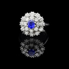 ANELLO ORIONE IN ORO BIANCO 18 KT DIAMANTI 1.40 CT E ZAFFIRO 0.47 CT