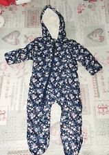 Tutina giubbotto invernale, bambina 9-12 mesi, primark, colore blu con i fiori