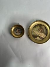 Cornici Tondi Antiche Da Foto Dorate e Legno Foto Di Una Fanciulla 9x9 14x14