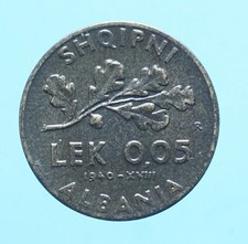 ALBANIA VITTORIO EMANUELE III 0,05 LEK 1940 ROMA  qSPL MONETE COLLEZIONE BRONZO