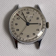  Datostar circa 1950 | Orologio da polso triplo calendario in acciaio e cromato