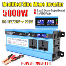 Inverter5000W 12V/24V→220V, USB, Onda Sinusoidale Modificata, LCD Doppio Display