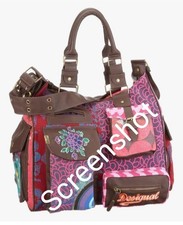 Borsa a tracolla donna grande Desigual XL rosa fiori colorati presto retrò ;) NUOVA