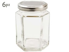 Set 6 Barattoli Marmellata Esagonali in Vetro con Coperchio - Nutley's - 190 ML