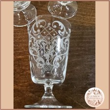 Set 6 bicchieri vintage da liquore incisi • Anni ’50 • vetro acidato decorato