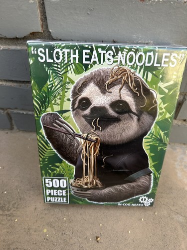 Puzzle cute sloth - puzzle, eating
