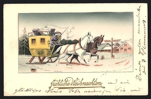 Cartolina artista slitta - cartolina,