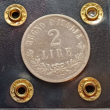 moneta argento 2 Lire  Valore Vittorio Emanuele II 1833 Napoli Ag835g10 MB Lt701