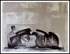 Henry MOORE : Reclinning figure, lithographie originale 1977