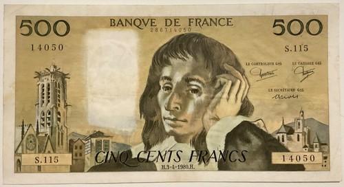 500 franchi 1980 banque - 500,