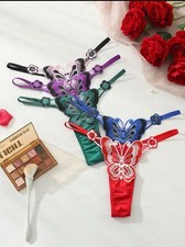 PERIZOMA MUTANDINE SLIP DONNA CON FARFALLA RICAMATI PACCO DA 5