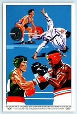3 POSTCARDS OLYMPIC SPIRIT COCA COLA ATHLETICS BOXING JUDO ETC UNPOSTED 