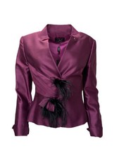 Blazer Donna Viola Con Piume Foderato WO1D6461899 $1.048 NUOVO