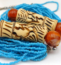 COLLANA LUNGA ETNICA CON PERLINE COLORE TURCHESE