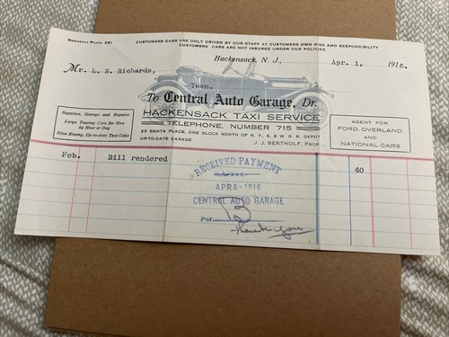 1916 hackensack taxi service - hackensack,