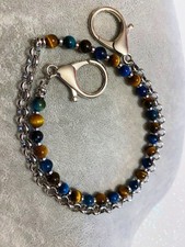 Catena Jeans da Uomo Pantaloni cinta Pietra Naturale Occhio di Tigre Blu 6mm