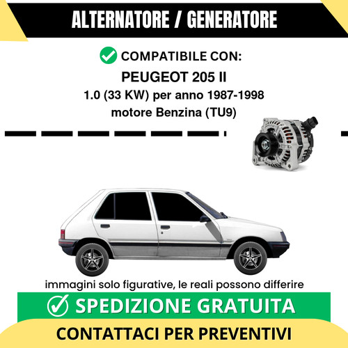 Alternatore peugeot 205 0 - ii, 1.0