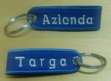 PORTACHIAVI RICAMO - PERSONALIZZABILE - CON ANELLO - 2 cm X 6,5 cm