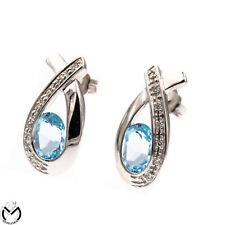 Orecchini MILUNA oro bianco 18 kt 750 topazio celeste diamanti 0,07 ct -674/ST-