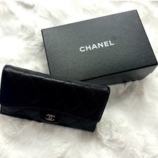 Chanel black quilted wallet - black,