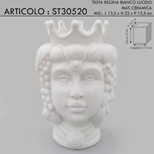 Statua scultura testa di Moro regina bianco 22h cm bomboniera in ceramica Caltag