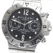 Orologio Uomo Automatico BVLGARI Diagono Scuba SCB38S Cronografo Quadrante Nero_900141