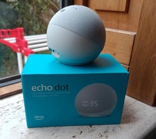 Amazon Echo Dot (4a Gen.)   - Bianco Ghiaccio con Orologio - Spedizione 24H 