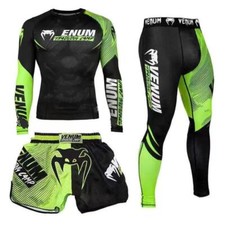 Pantaloni Kickboxing Misti Arti Marziali Corsa Sport Allenamento Asciugatura Rapida Set 3pz