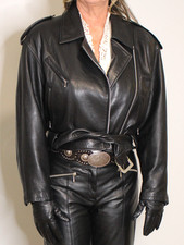 Giacca donna pelle nera L