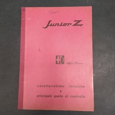 Libretto Caratteristiche tecniche auto Alfa Romeo Junior Z, 1969. Note a penna
