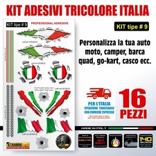 Kit di adesivi tricolore bandiera italiana scacchi auto moto barca casco bici T9