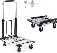 Carrello Manuale in Alluminio, Carrello a Mano Pieghevole Allungabile Con 4 Ruot
