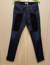 jeckerson jeans uomo denim blu taglia W30 ita 44 con toppe in alcantara