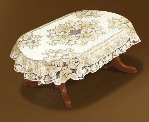 Tovaglia ovale pizzo - , crema/oro